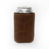 Brown leather can cooler koozie