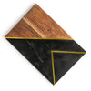 Black marble and wood tray with brass inlay