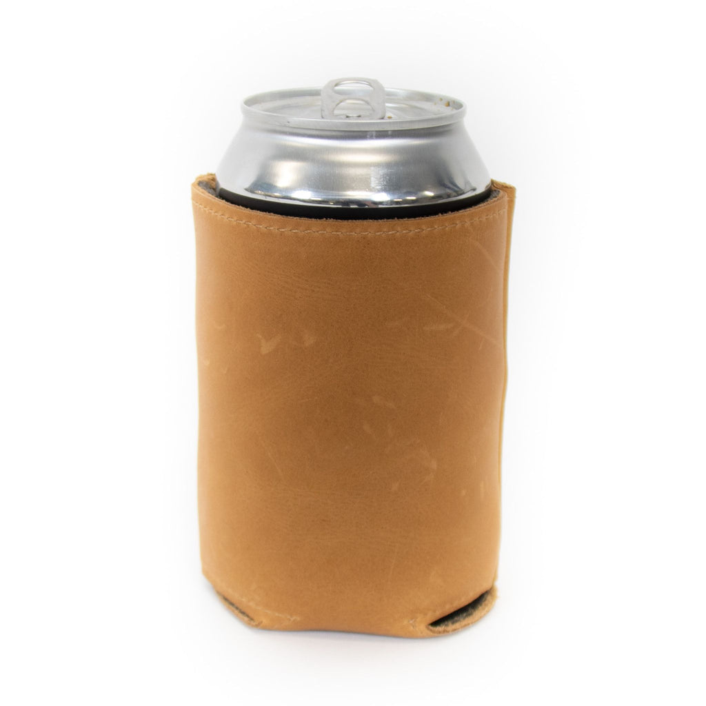 Camel leather can cooler koozie