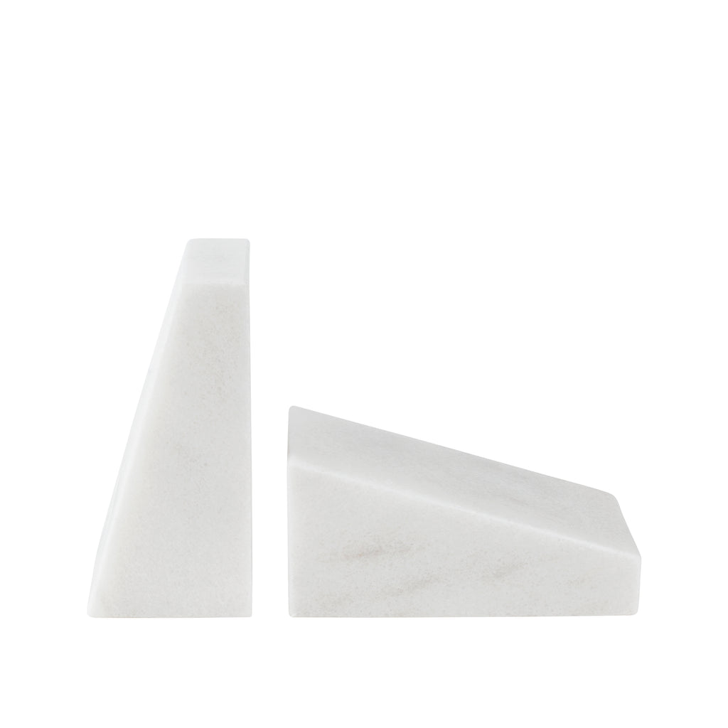 Two white marble bookends